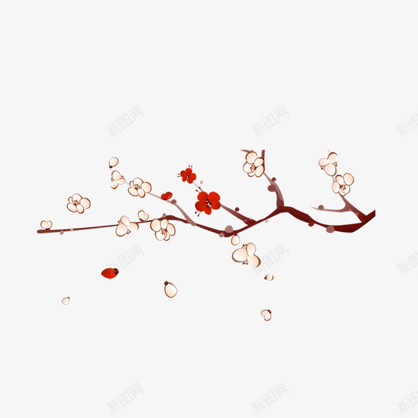 落花的梅花png免抠素材_新图网 https://ixintu.com 中国风 元素 大气 新年 梅花