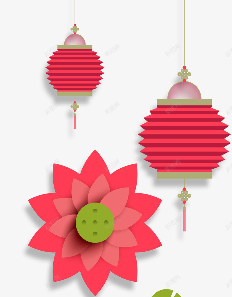 剪纸荷花灯笼png免抠素材_新图网 https://ixintu.com 剪纸 灯笼 竹子荷花荷叶满池塘 荷叶 荷花 莲花