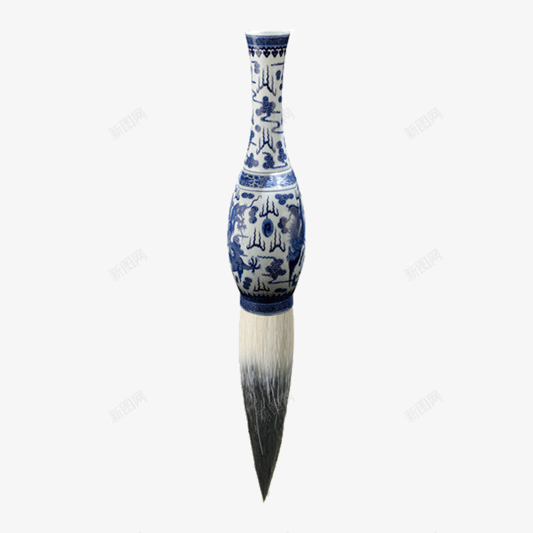 毛笔png免抠素材_新图网 https://ixintu.com 一支毛笔 中国风 书法 文具 毛笔 青花瓷毛笔