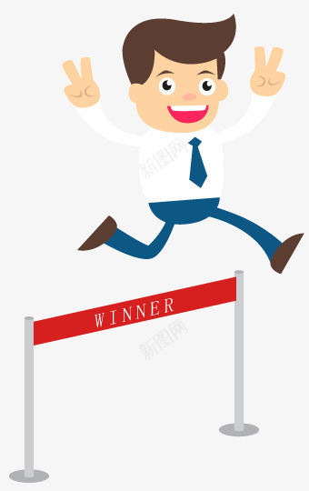 成功跨栏的商务男子png免抠素材_新图网 https://ixintu.com 商务 成功 手势 男子 跑道 跨栏