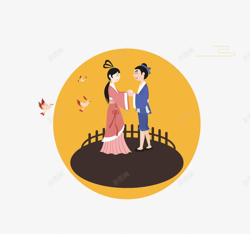 七夕人物卡通psd免抠素材_新图网 https://ixintu.com 七夕 七夕人物 卡通 插画 素材
