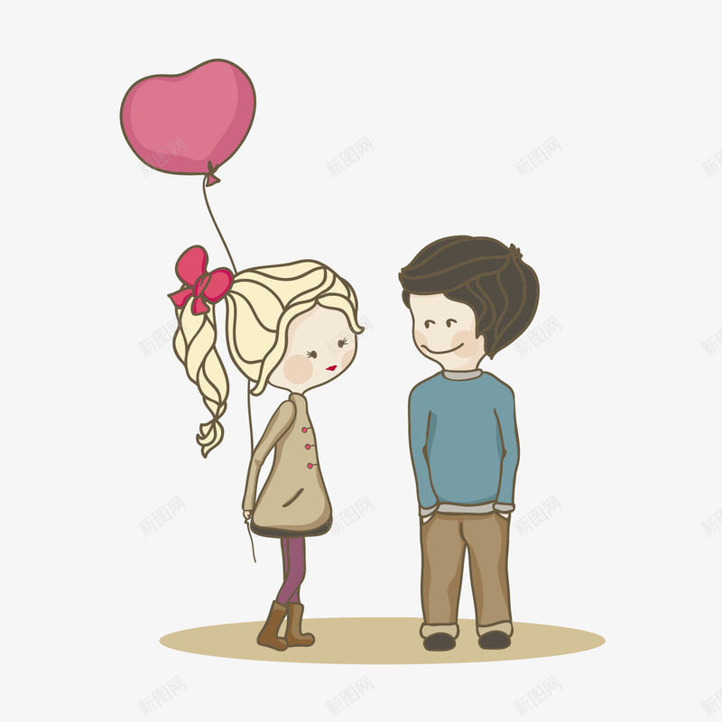 恋爱中的小情侣png免抠素材_新图网 https://ixintu.com 卡通人物 女孩 恋爱 情侣 拍拖 气球 浪漫 爱心 男孩