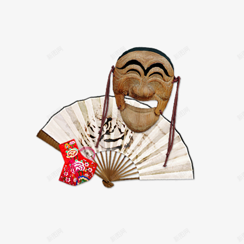 韩国元素png免抠素材_新图网 https://ixintu.com 彩色面具 扇子 福袋 装饰 韩国