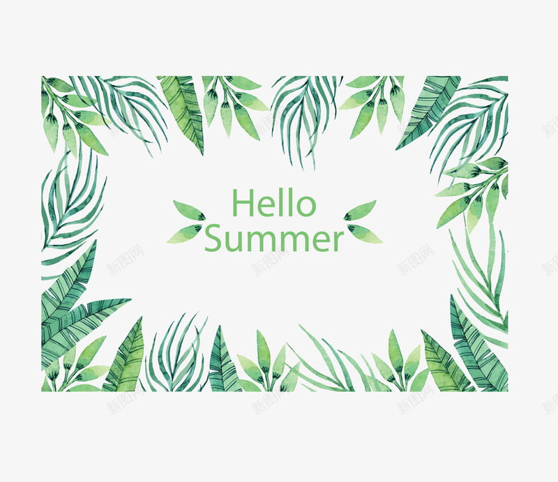 你好夏天树叶边框矢量图ai免抠素材_新图网 https://ixintu.com 你好夏天 夏天 小清新 树叶 树叶边框 矢量png 矢量图
