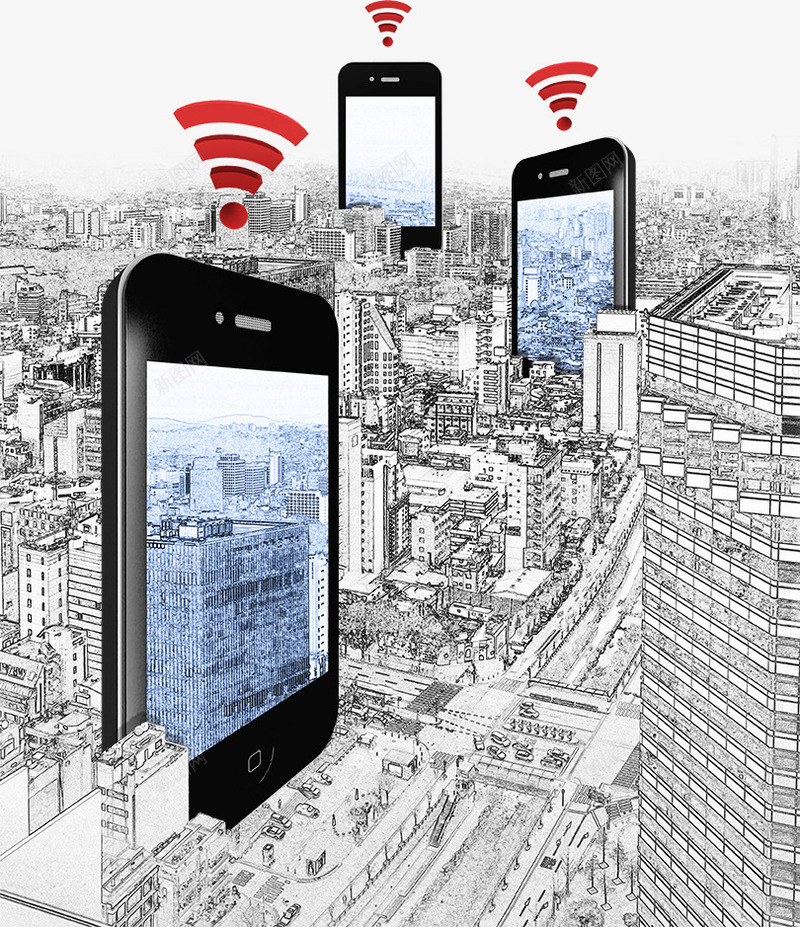 智能手机与城市建筑png免抠素材_新图网 https://ixintu.com 商务手机 城市 城市建筑 建筑 房屋 手机 智能手机