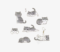 插画元素可爱卡通动态猫咪高清图片