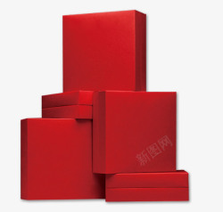 装饰盒子素材卡通红色新年礼物盒高清图片