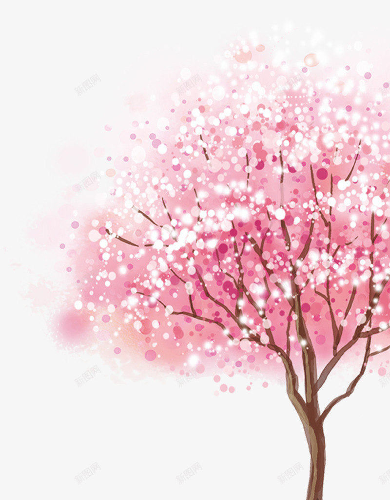 樱花树png免抠素材_新图网 https://ixintu.com 一树花开 树 樱花 水彩 水彩画 浪漫 粉色