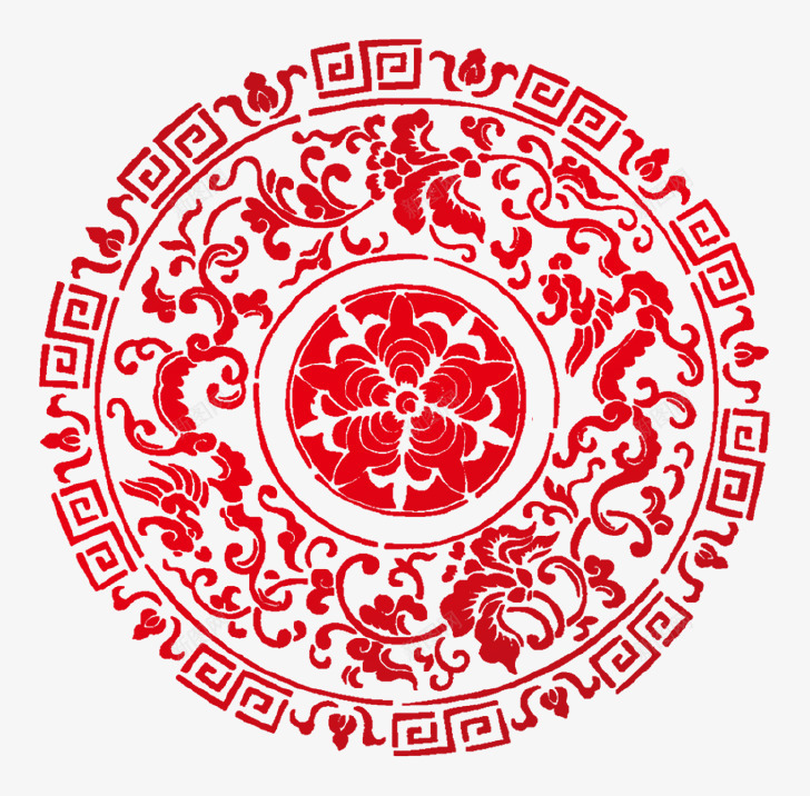 新年窗花png免抠素材_新图网 https://ixintu.com 剪纸 画 窗花 红色 背景 装饰 镂空画