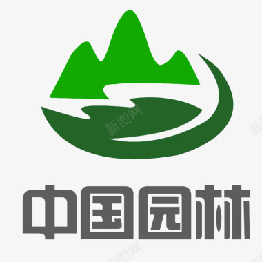 绿色山状简约立体中国园林图标图标