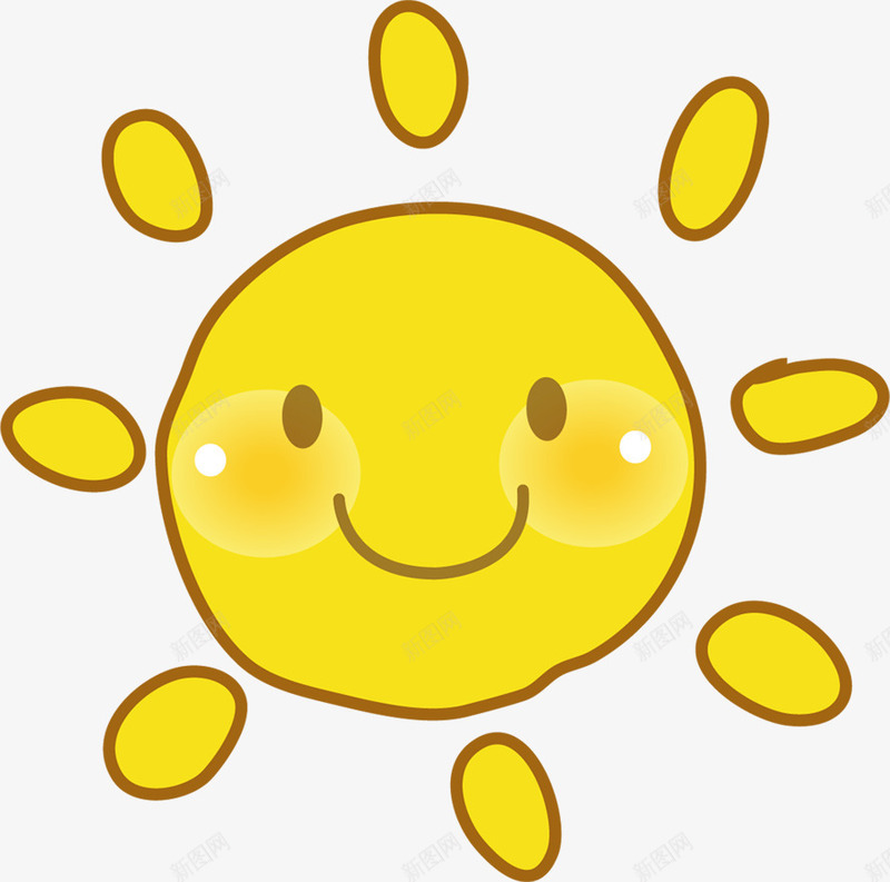 可爱手绘黄色笑脸太阳png免抠素材_新图网 https://ixintu.com 可爱 太阳 笑脸 笑脸AI 黄色