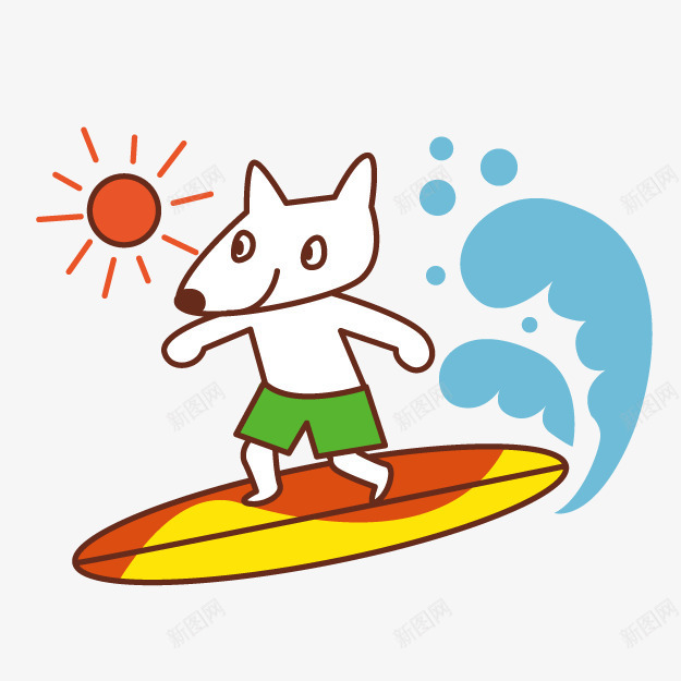 卡通冲浪小狗png免抠素材_新图网 https://ixintu.com 冲浪 冲浪小狗 动物 卡通 可爱 小狗
