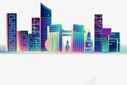 福州城市logo炫彩抖音风格香港风景插图高清图片