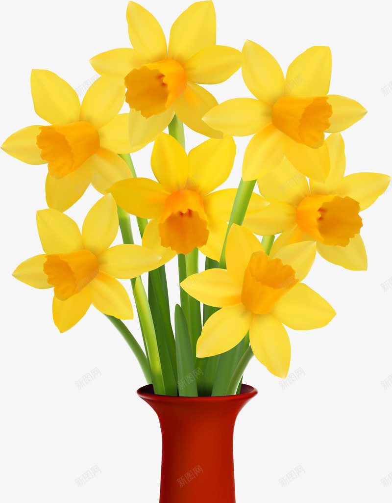 手绘黄色花朵png免抠素材_新图网 https://ixintu.com 免抠PNG 手绘 水彩 花朵 花瓣 花瓶 黄色