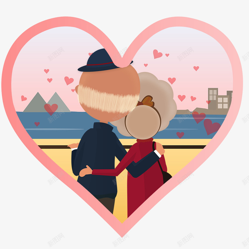 卡通依偎在一起的老人psd免抠素材_新图网 https://ixintu.com 520 卡通 插画风情侣 爱心 老人 表白节
