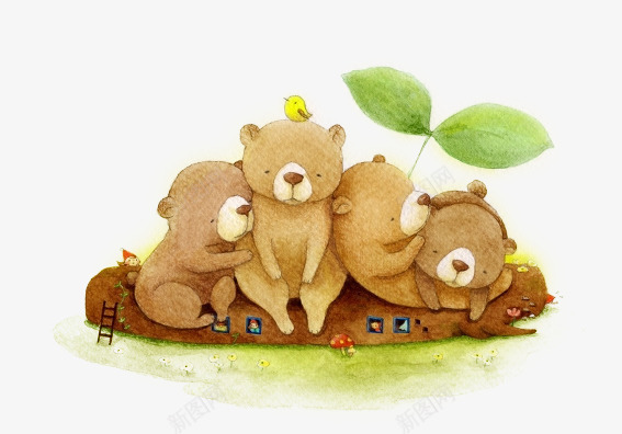 小熊png免抠素材_新图网 https://ixintu.com 网页水彩画卡通