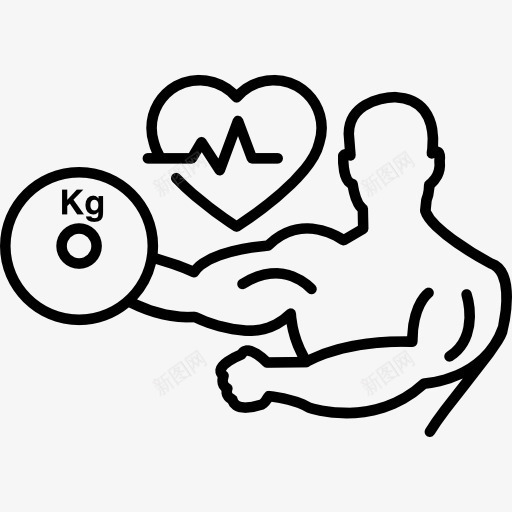 体操运动员用哑铃和心脏的形状与生命线图标png_新图网 https://ixintu.com 人 体操 健身房 哑铃 生命线 练心 运动