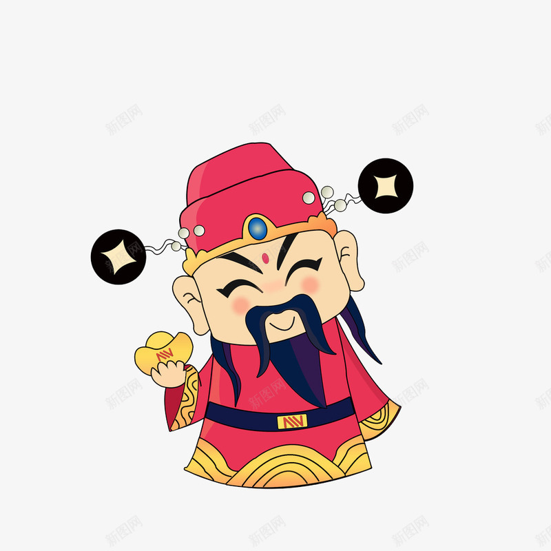 手持元宝的财神png免抠素材_新图网 https://ixintu.com 元宝 站立姿势 简约人 财神