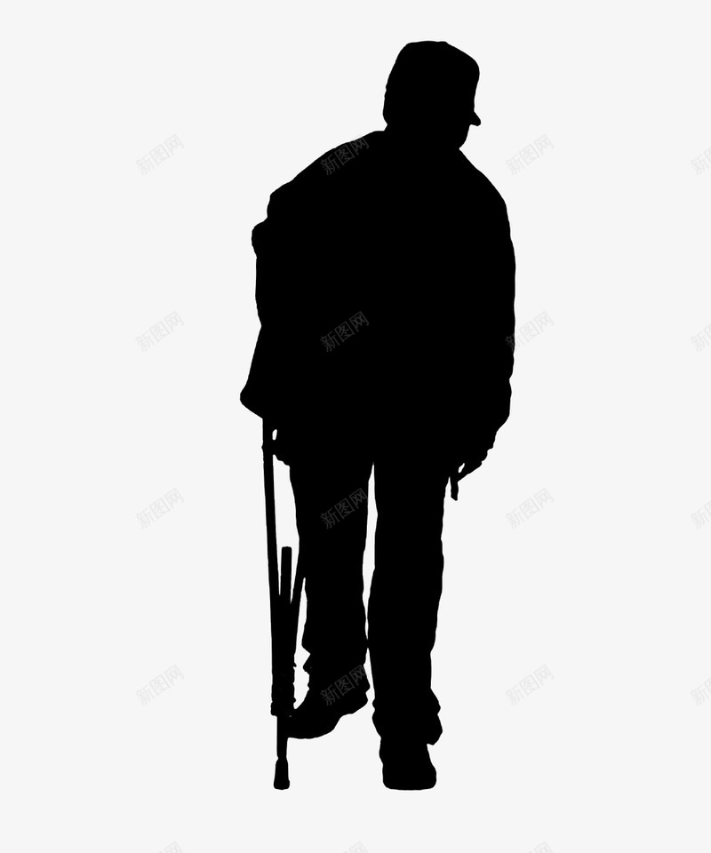 老人拄拐孤独背影png免抠素材_新图网 https://ixintu.com 剪影 弱势群体 老人 老人剪影 老人拄拐孤独背影