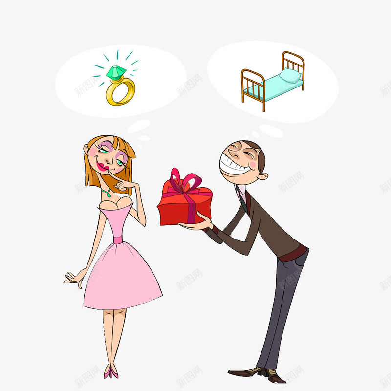 卡通送礼物的情侣png免抠素材_新图网 https://ixintu.com 卡通 卡通情侣 情侣 情侣卡通 礼物