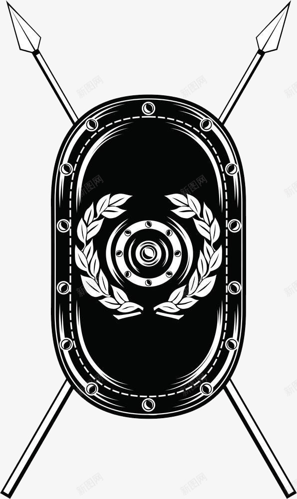 手绘盾牌与长矛png免抠素材_新图网 https://ixintu.com 冷兵器 古代兵器 图案 手绘 武器 看牌 矛 矛和盾 矛头 西方 长矛 黑色