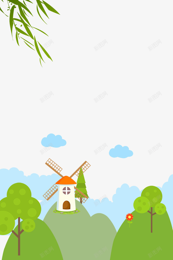 二十四节气之春分小清新风景边框psd免抠素材_新图网 https://ixintu.com 中国节气 二十四节气 传统节日 小清新 春分 春天 春季 春意 植物 绿意 艺术字