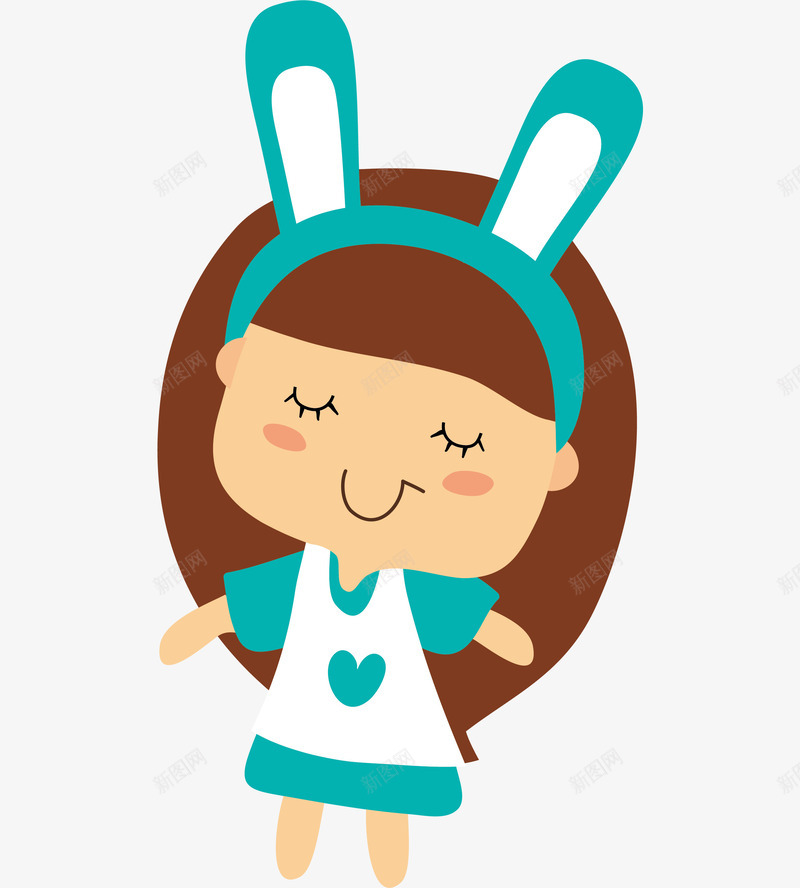 卡通可爱闭眼微笑小女孩png免抠素材_新图网 https://ixintu.com 人物插画 动漫 动画 可爱女生 图案 女孩 海报设计 闭眼睛微笑