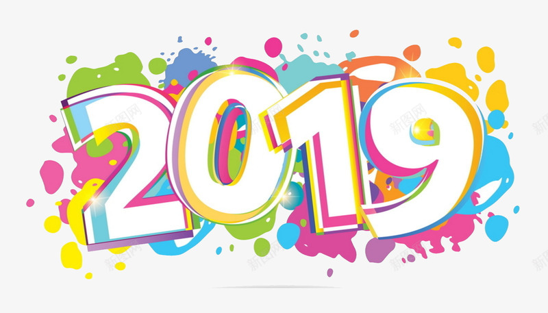 卡通手绘2019数字png免抠素材_新图网 https://ixintu.com 2019数字 创意 动漫动画 卡通手绘 彩色 简约