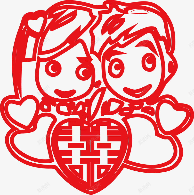 喜庆窗贴矢量图ai免抠素材_新图网 https://ixintu.com 喜庆 婚庆 红色 结婚 矢量图
