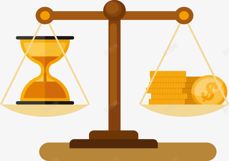 天平两端的沙漏和金钱矢量图ai免抠素材_新图网 https://ixintu.com 天平 天平两端 天平砝码 时间和金钱 水平称 沙漏 矢量png 矢量图 金钱