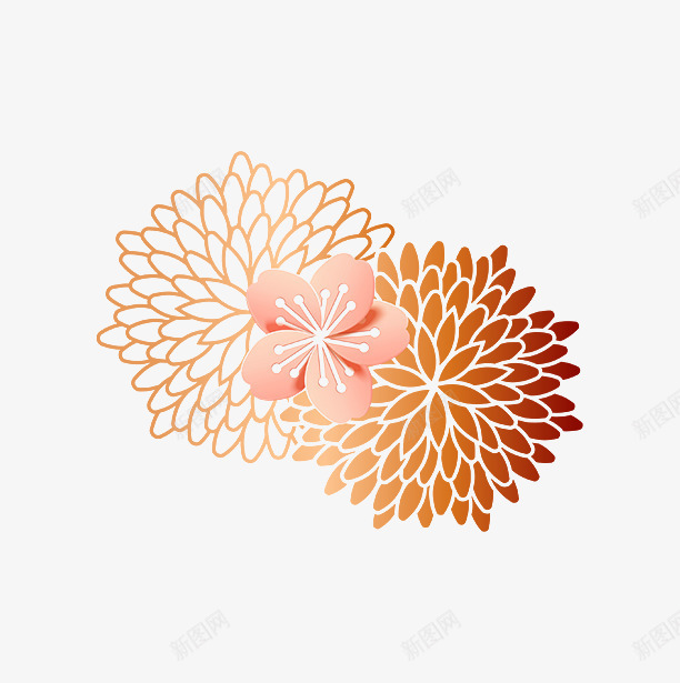 金色微立体镂空花纹花朵png免抠素材_新图网 https://ixintu.com 粉色 粉色花朵 花瓣 金色 镂空 镂空花朵
