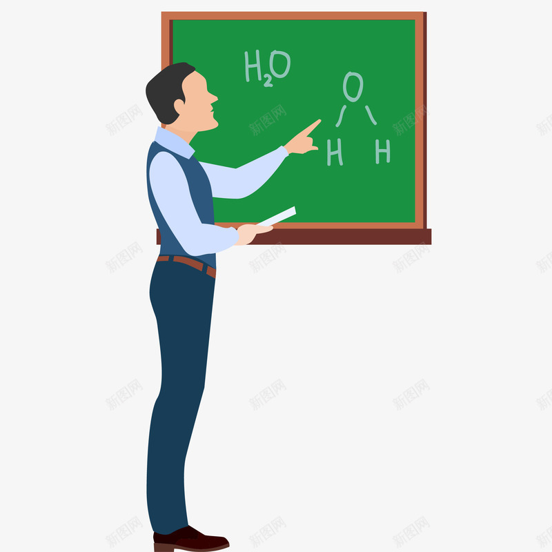 化学老师上课插画矢量图ai免抠素材_新图网 https://ixintu.com 上课 免抠PNG 公式 化学老师上课矢量插画 化学课 学习 教育 男士 黑板 矢量图