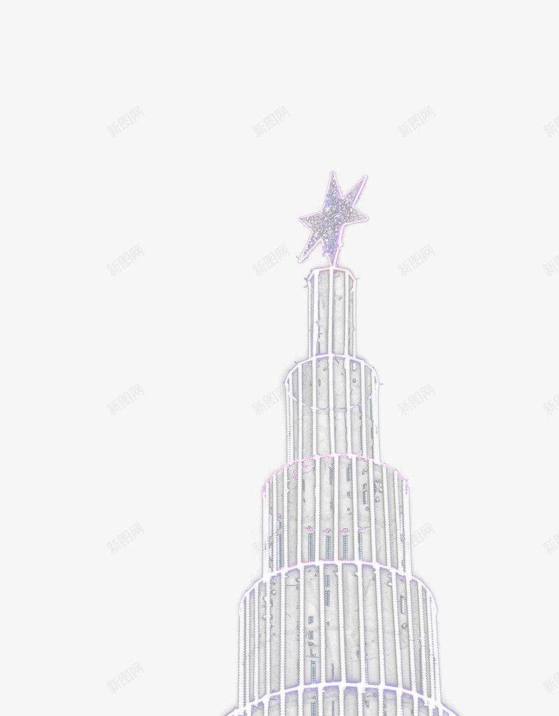 手绘圣诞塔台png免抠素材_新图网 https://ixintu.com 发光 圣诞节 塔台 建筑 手绘 星星 灯塔 高台 高塔