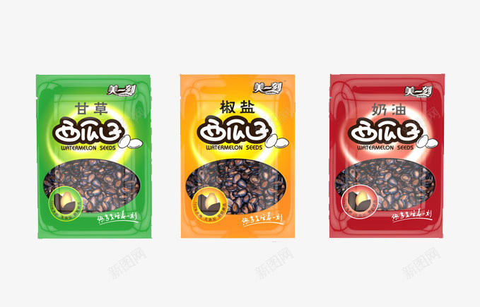 美一刻西瓜子png免抠素材_新图网 https://ixintu.com 产品实物 奶油味 椒盐味 甘草味 西瓜子 零食