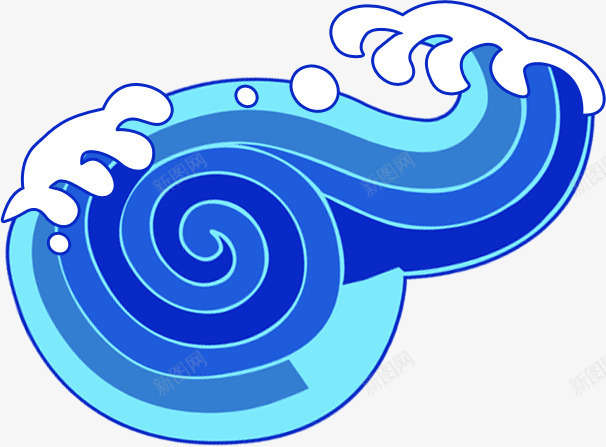 摄影蓝色手绘海浪png免抠素材_新图网 https://ixintu.com 摄影 海浪 蓝色
