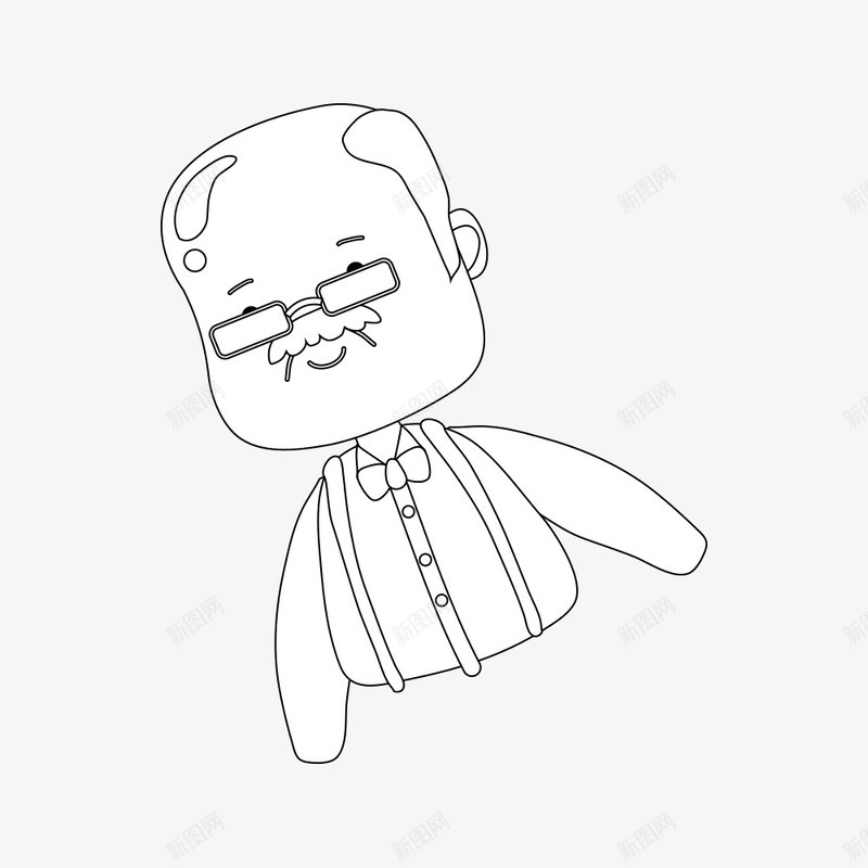 老人线条简笔画矢量图ai免抠素材_新图网 https://ixintu.com 严肃 创意 可爱 手绘 眼镜 简笔 线条 老人 老人简笔画 老头 矢量图