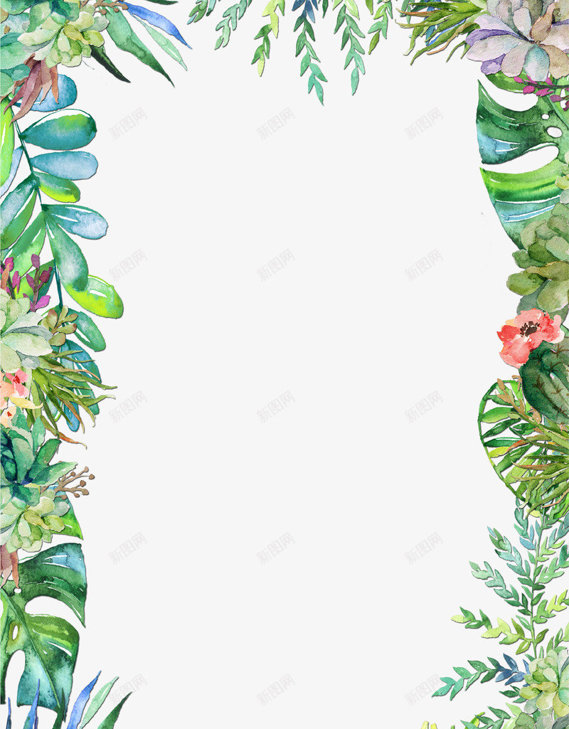 绿色创意手绘树叶装饰边框png免抠素材_新图网 https://ixintu.com 创意设计 叶子 手绘 春季 树叶 绿色 花朵 装饰 边框