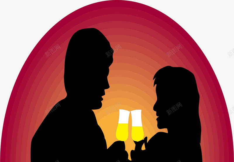 情侣影子片png免抠素材_新图网 https://ixintu.com 卡通 干杯 情人节 爱人 背影 香槟
