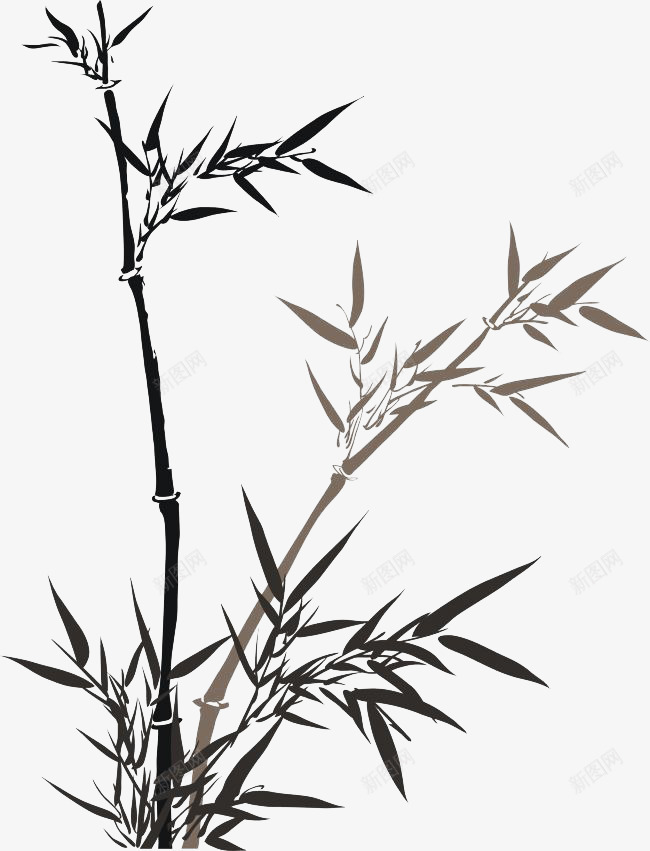 竹林挺拔png免抠素材_新图网 https://ixintu.com 中国风 手绘 插画 树 水墨 水墨竹林 水彩 竹子 竹林 竹林剪影 黑白