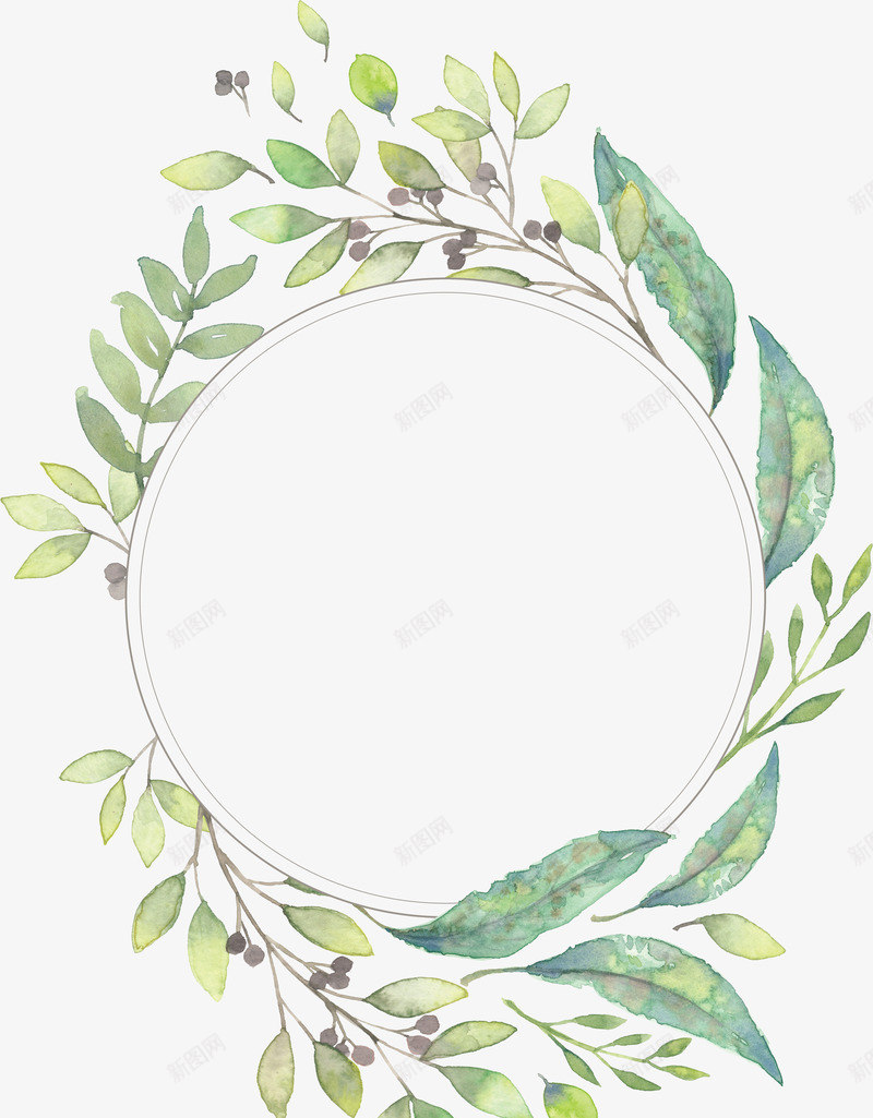 手绘植物圆框装饰png免抠素材_新图网 https://ixintu.com 免抠图 手绘植物 效果图 植物 植物圆框 装饰图 装饰画