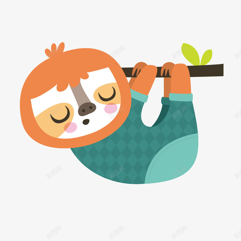 彩色圆弧树懒卡通插画矢量图ai免抠素材_新图网 https://ixintu.com 动物 卡通插画 圆弧 弧度 弯曲 彩色 树叶 树懒 矢量图