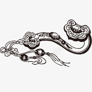玉佩png免抠素材_新图网 https://ixintu.com 墨水 如意形状 玉如意 简笔画 黑色