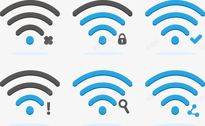 蹭网软件矢量图eps免抠素材_新图网 https://ixintu.com 信号不良 断网 没有网络 网络锁 蹭网软件 矢量图
