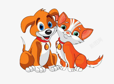 卡通狗狗和猫咪png免抠素材_新图网 https://ixintu.com 动物 卡通小狗 卡通猫咪 宠物 小狗 猫咪