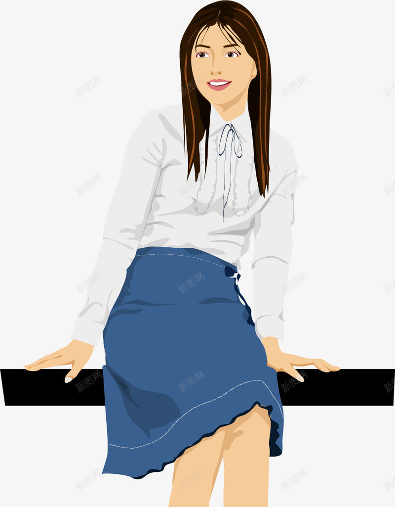 手绘坐着的女孩png免抠素材_新图网 https://ixintu.com 坐着的女孩 坐着的小朋友 手绘 青春