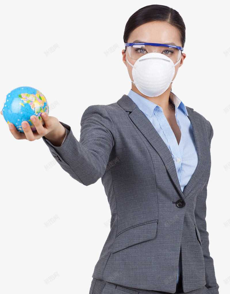 雾霾污染保护地球psd免抠素材_新图网 https://ixintu.com 口罩 环境保护 空气污染 西装