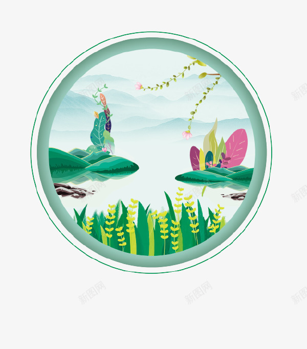 绿色清新文艺谷雨图标psd免抠素材_新图网 https://ixintu.com 二十四节气 传统节气 图标 文艺 清新 绿色 谷雨
