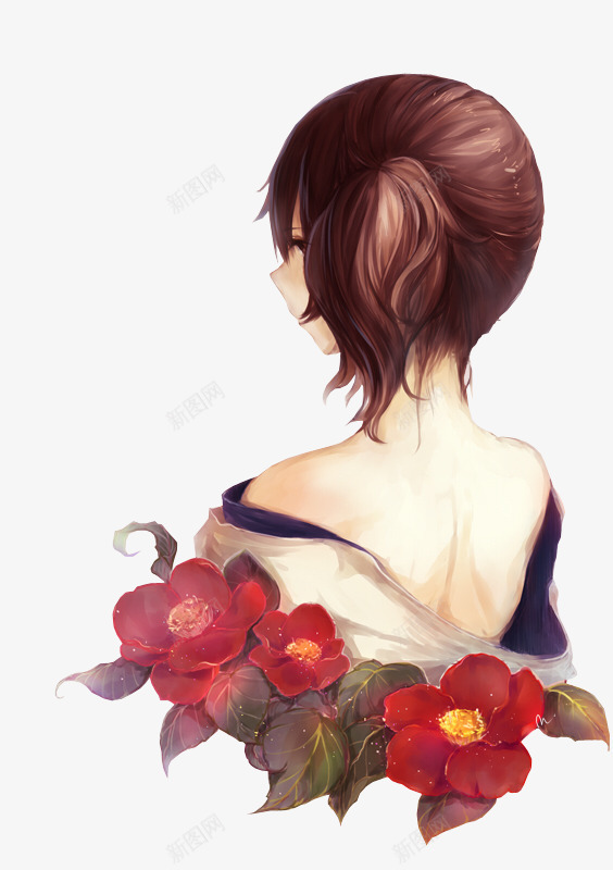 马尾少女背影动漫卡通png免抠素材_新图网 https://ixintu.com 卡通 少女 背影 马尾