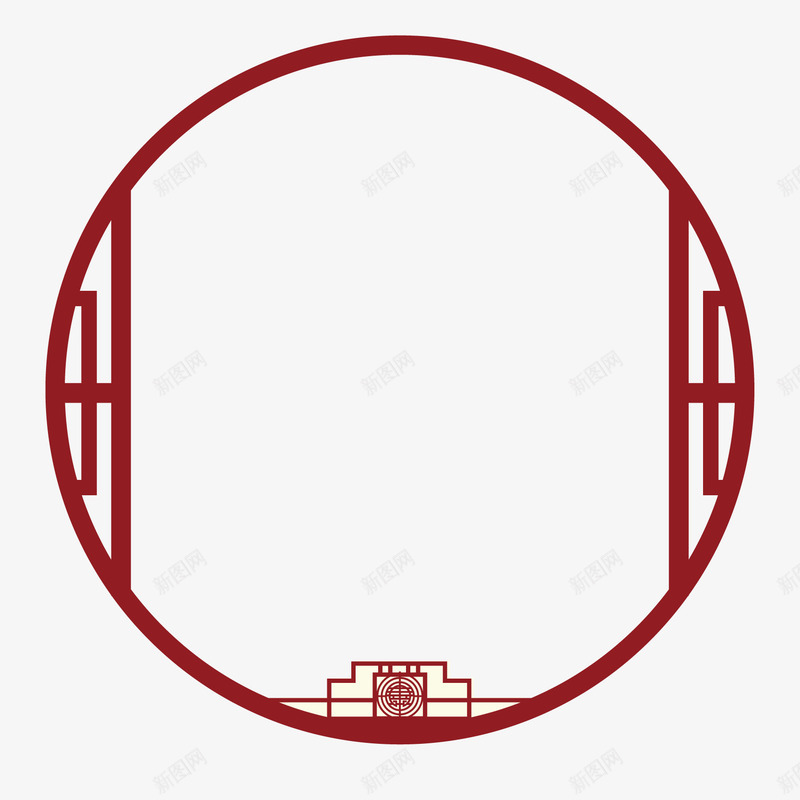 红色的圆形中国风边框纹理矢量图ai免抠素材_新图网 https://ixintu.com 中国风边框 圆形边框 红色边框 边框纹理 矢量图