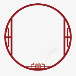 红色的圆形中国风边框纹理矢量图素材